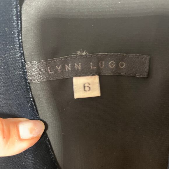 Lynn Lugo VTG Y2K Dress Silk Maxi Velvet Navy Sleeveless Evening Party Formal 6 - Picture 7 of 8